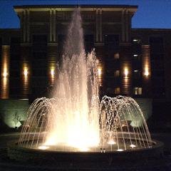 Animated Copper Spray Ring Water Feature - In a Concrete pool with Stone Veneer